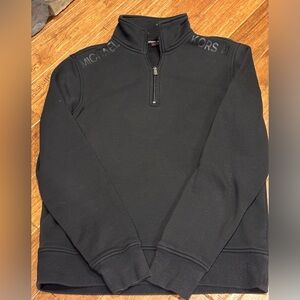 Michael Kors Mens Cotton Blend 1/4 Zip Black Pullover Sweater Size M